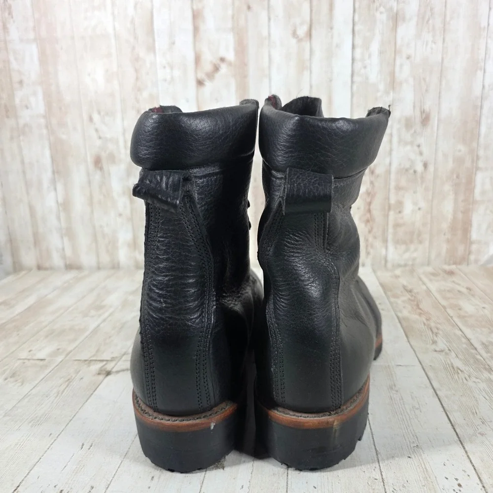 Chippewa Super Logger Boots Mens Black Leather Vibram Lug Sole USA Made 10.5 EEE